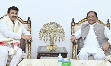 मुख्यमंत्री  विष्णु देव साय से सांसद  मनोज तिवारी ने की सौजन्य भेंट