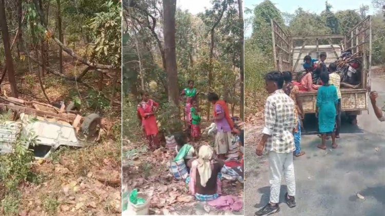 CG – दर्दनाक सड़क हादसा : सवारियों से भरी पिकअप खाई में गिरी, 2 ग्रामीणों की मौत, दर्जनों लोग घायल, मौके पर मची चीख-पुकार….