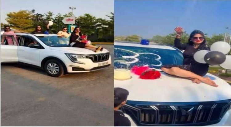 सरकारी गाड़ी का दुरुपयोग: DSP की पत्नी ने बोनट पर बैठकर मनाया जन्मदिन, नियमों की उड़ाई धज्जियां, जांच के आदेश!
