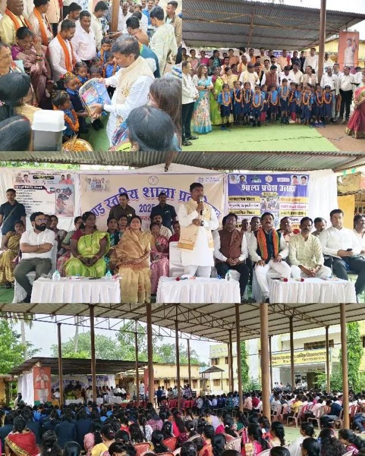 शाला प्रवेशोत्सव में शामिल हुए वन मंत्री  केदार कश्यप