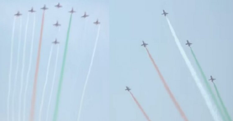 तिरंगे के रंग में रंगा आसमान, राज्योत्सव के आखिरी दिन सूर्यकिरण एरोबेटिक टीम ने किया हैरतअंगेज हवाई करतब