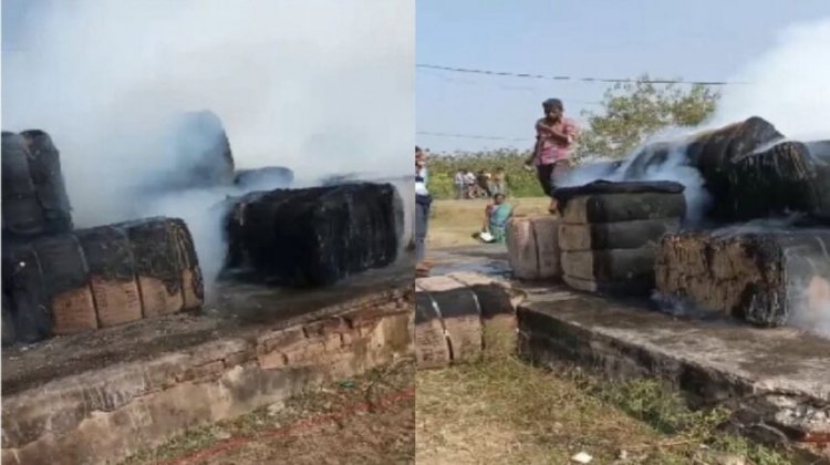 CG : धान खरीदी केंद्र में लगी भीषण आग, सैकड़ों बारदाना जलकर खाक, मौके पर कोई नहीं – कर्मचारियों के हड़ताल का असर !