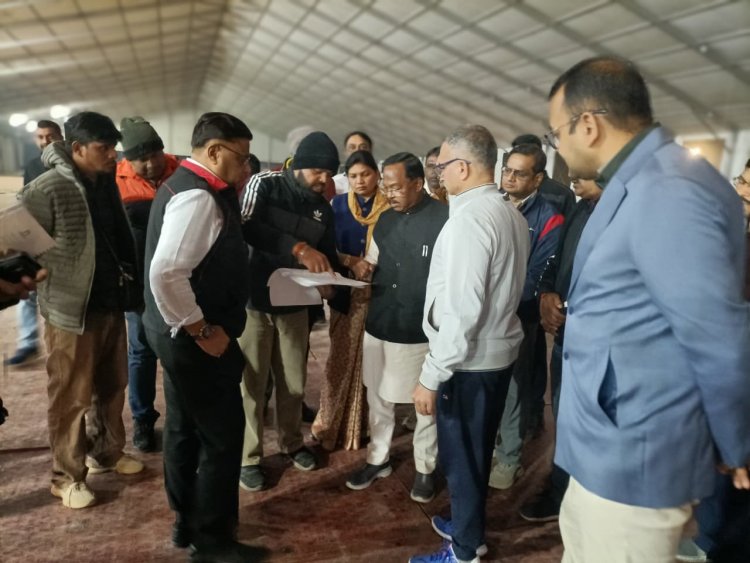 राष्ट्रपति श्रीमती द्रौपदी मुर्मु का प्रस्तावित अम्बिकापुर दौरा की तैयारियों का आदिम जाति विकास मंत्री  रामविचार नेताम ने कार्यक्रम स्थल का किया निरीक्षण