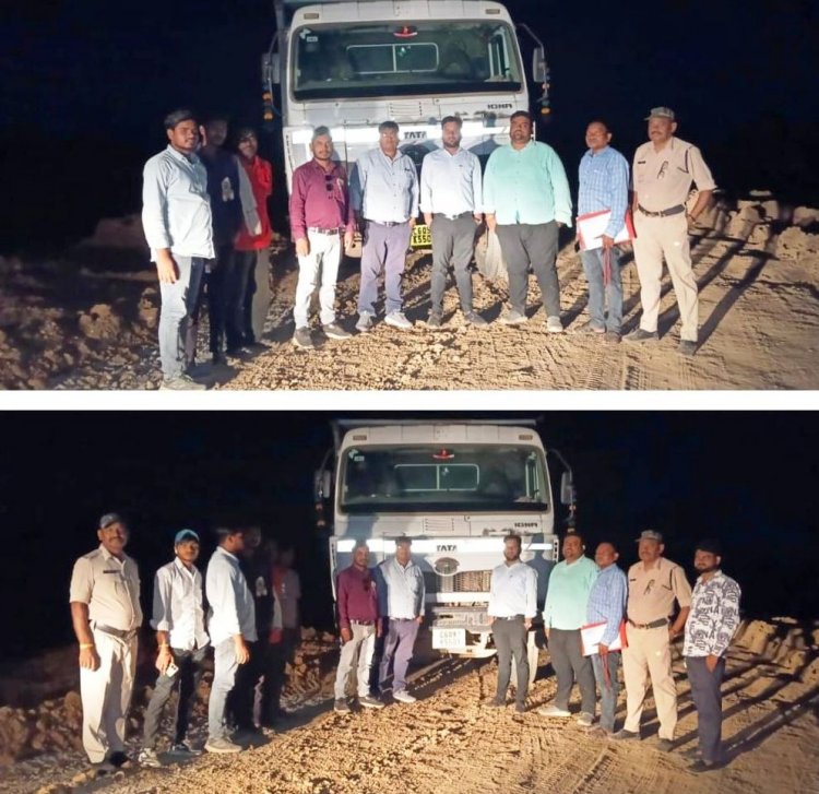 एक पोकलेन और 3 हाइवा जब्त - शासकीय भूमि से हो रहा था अवैध खनन