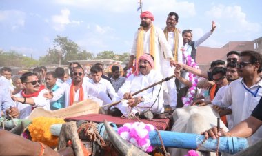 भारतीय राजनीति में पहली बार "डिप्टी सीएम अरुण साव बने विधायक दूल्हे की बैलगाड़ी के सारथी"