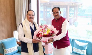 केंद्रीय स्वास्थ्य मंत्री जेपी नड्डा से मिले मुख्यमंत्री विष्णुदेव साय, स्वास्थ्य सेवाओं और किसानों के लिए खाद-बीज उपलब्धता पर हुई विस्तृत चर्चा