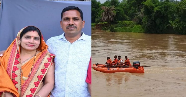 CG – मौत का सफर : उफनते नाले में बही कार, पति-पत्नी लापता, रेस्क्यू जारी…