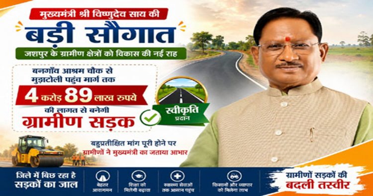 मुख्यमंत्री साय की बड़ी सौगात : बनगाँव आश्रम चौक से मुड़ाटोली तक बनेगी 4.89 करोड़ की सड़क
