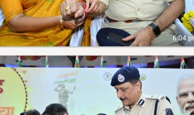 स्नेह की डोर विष्णु भैया मोर आयोजन में महापौर मीनल चौबे ने रायपुर पुलिस कमिश्नर डॉ संजीव शुक्ला को बांधी राखी